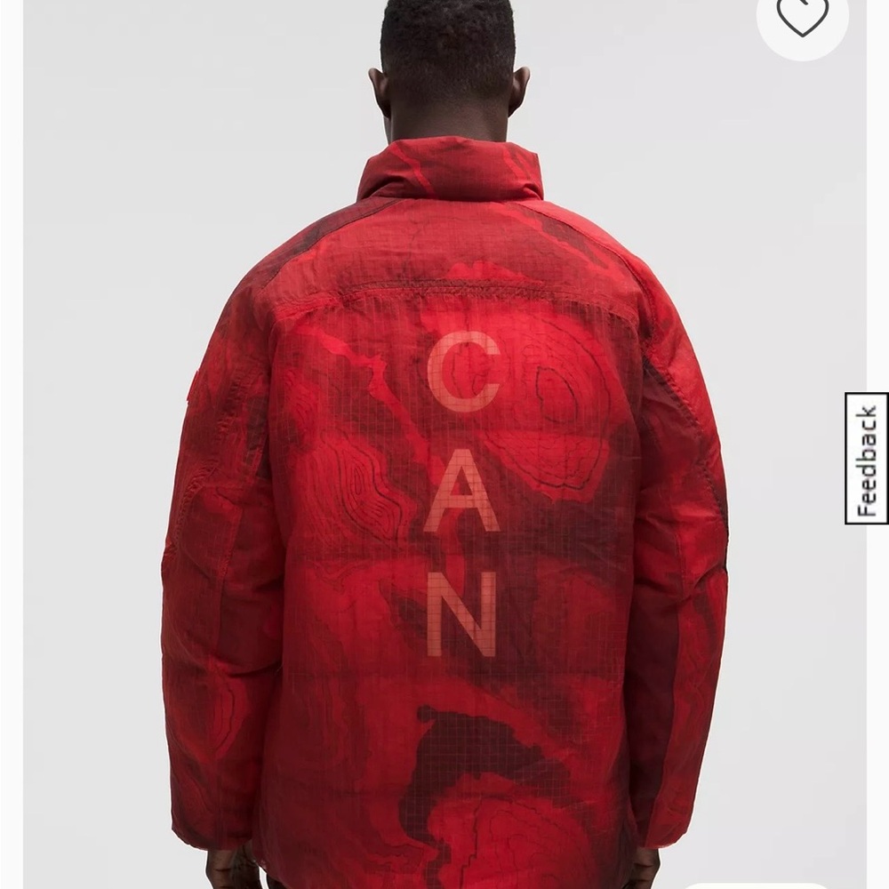 Red CAN Graphic Quilted Jacket - wunderpuff lululemon Olympic